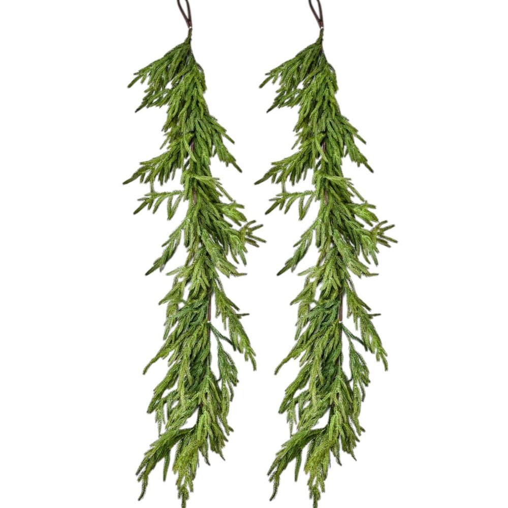 NEW Afloral Real Touch Garland Norfolk Pine 60”Christmas Decor 2-Pack Holiday